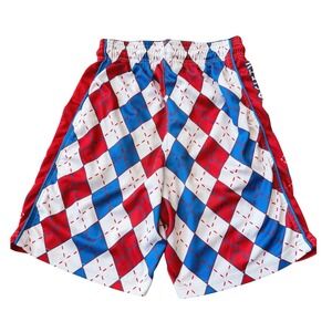 Flow Society Boys Red White Blue Argyle Attack Mesh Shorts Youth M (10-12)